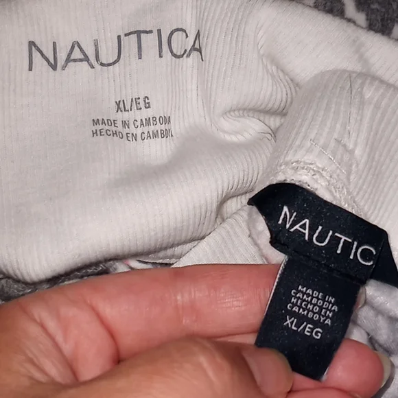 Nautica super soft long sleeve 3/4 button down grey/white patterned pajama set - Picture 7 of 8